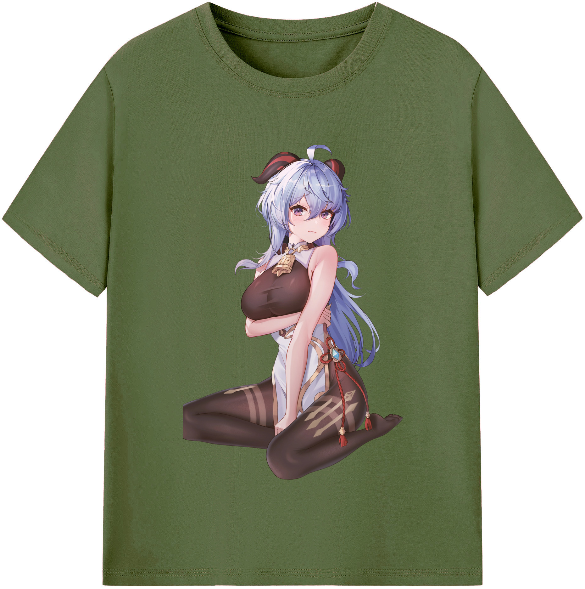 げんし神 甘雨 かんう genshin Ganyu 綿100％半袖Tシャツ（フロントプリント）